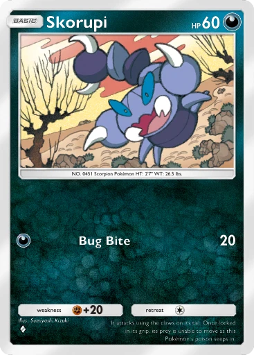 skorupi pokemon card POKEMON XY FURIOUS FISTS - SKORUPI 38/111 REV HOLO main image 1