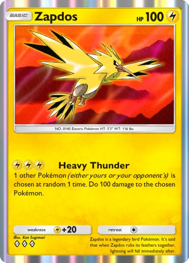 credit card stickers pokemon Zapdos · Base Set First Edition #16(Shadowless) main image 0