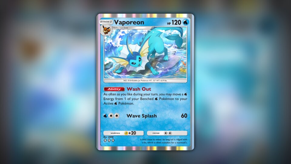 vaporeon stage 1 pokemon card value Stage 1 Vaporeon HP 130 Spiral Drain Attack Rarity Blue Colorful Pokmon